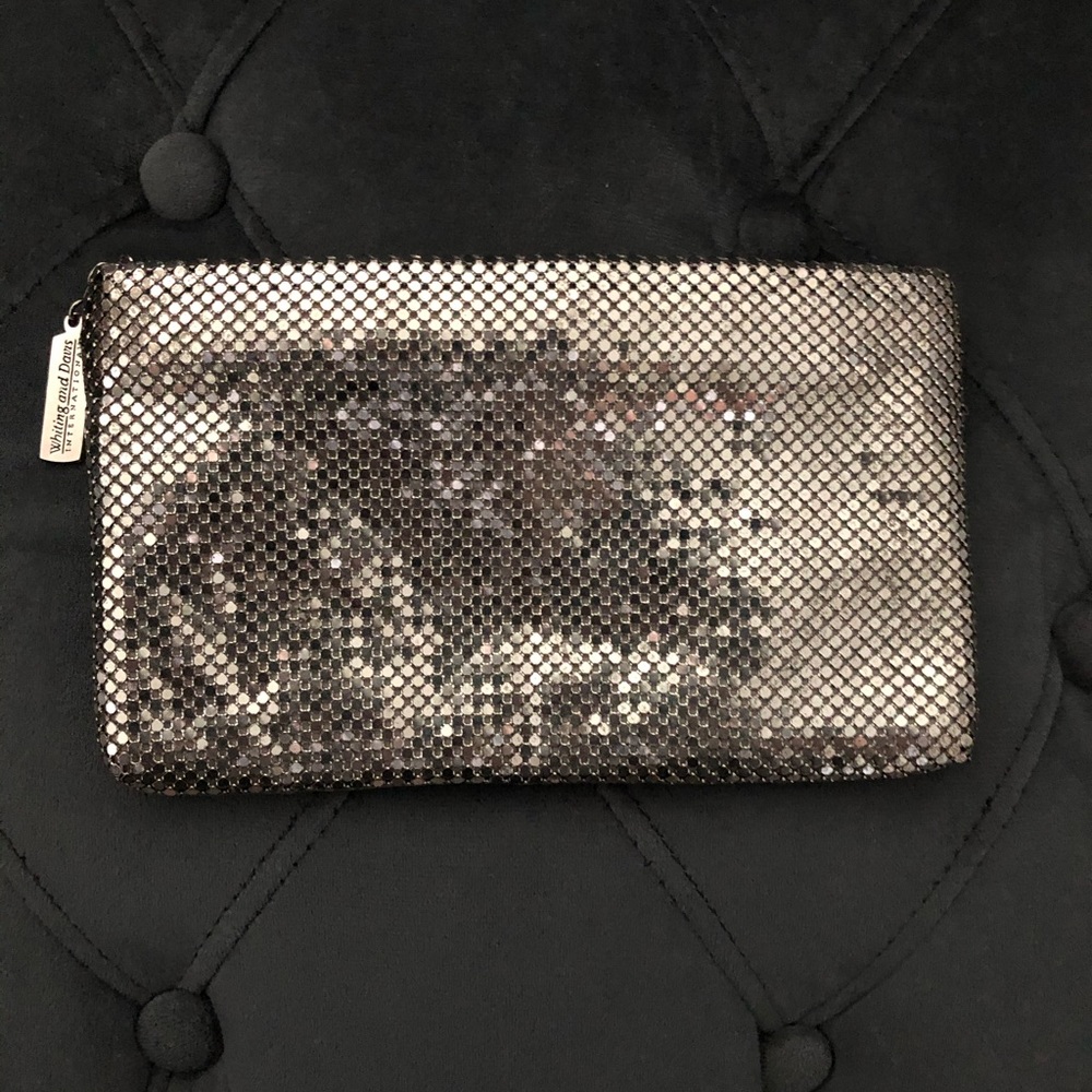 Whiting & Davis 💎Bling💎 Silver Clutch w/Zipper